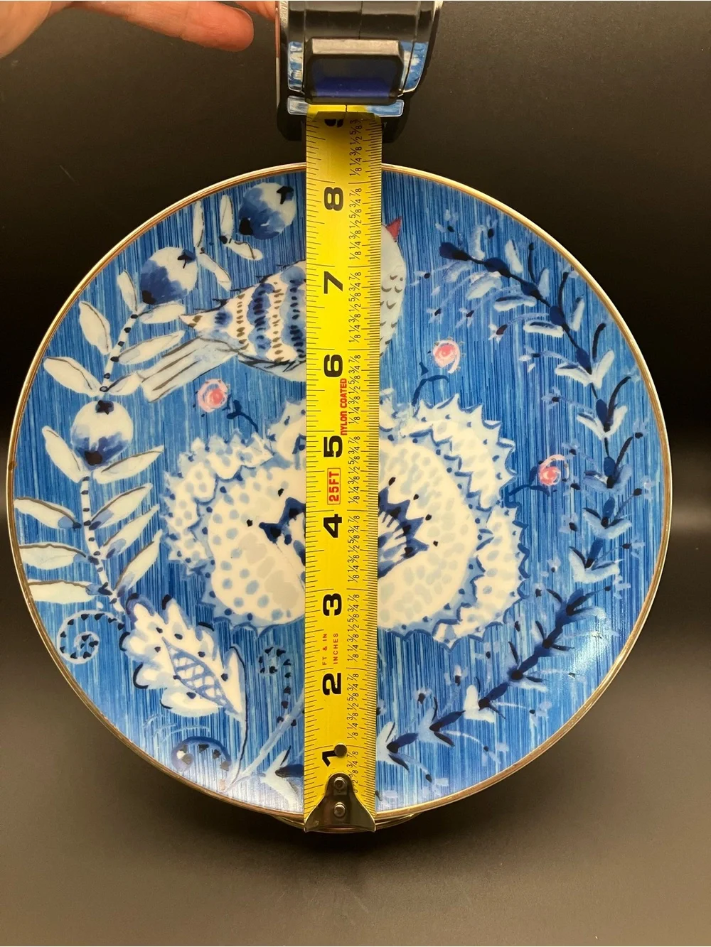 Pier 1 Blue Floral Bird Decorative Wall Plate - Home Art